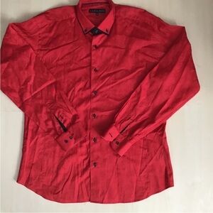Italy Napoleon fitted red dress shirt paisley XL extra large